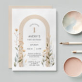 Arch Wildflower Eerste Verjaardag uitnodiging