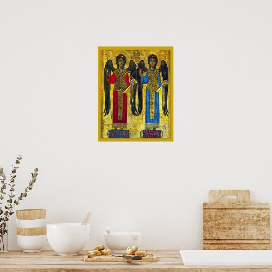 Archangel Angel Michael en Gabriel Icon Poster (Keuken)