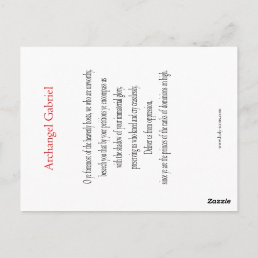 Archangel Gabriel Prayer Card Briefkaart (Achterkant)