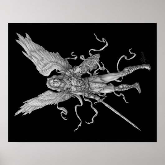 Archangel Michael- Black Background Poster (Voorkant)
