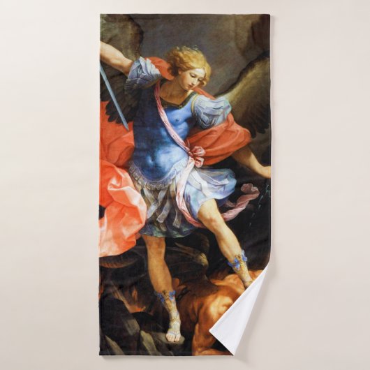 Archangel Michael piétine Satan, Guido Reni (Serviette de bain)