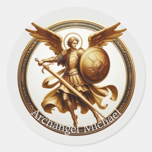 Archangel Michael Ronde Sticker (Voorkant)