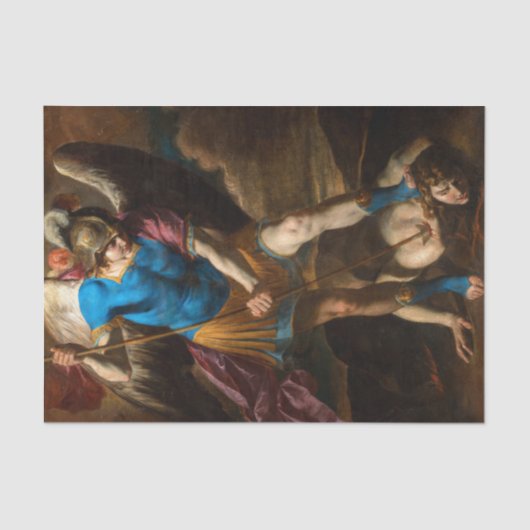 Archangel Michael vecht tegen de Fallen Angel Tissuepapier (Voorkant)