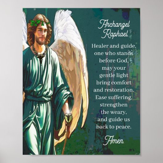 Archangel Raphael Healing Prayer Wall Art Print (Voorkant)