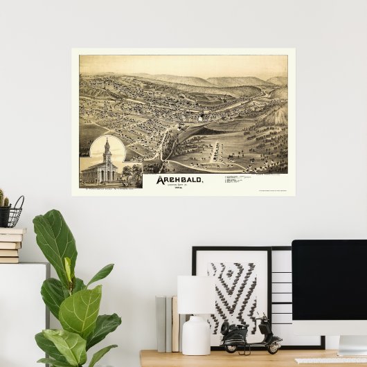 Archbald, PA Panoramic Map - 1892 Poster (Thuiskantoor)