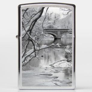Archbrug over de Bevroren rivier in de winter