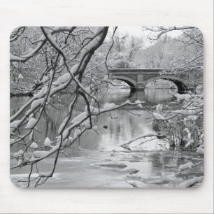 Archbrug over de Bevroren rivier in de winter Muismat