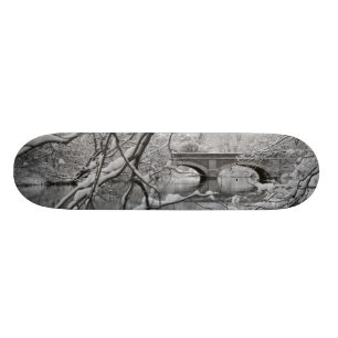 Archbrug over de Bevroren rivier in de winter Skateboard