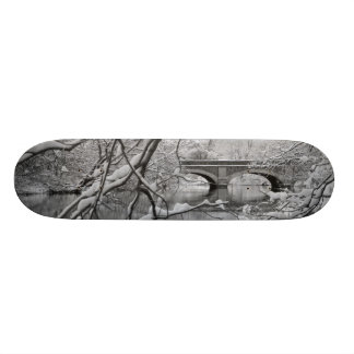 Archbrug over de Bevroren rivier in de winter Skateboard