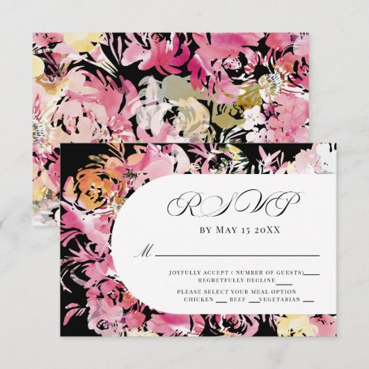 Arche à fleurs noir, rose et bleu RSVP (Devant / Derrière)