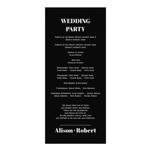 Arche blanche et typographie programme de mariage  (Dos)