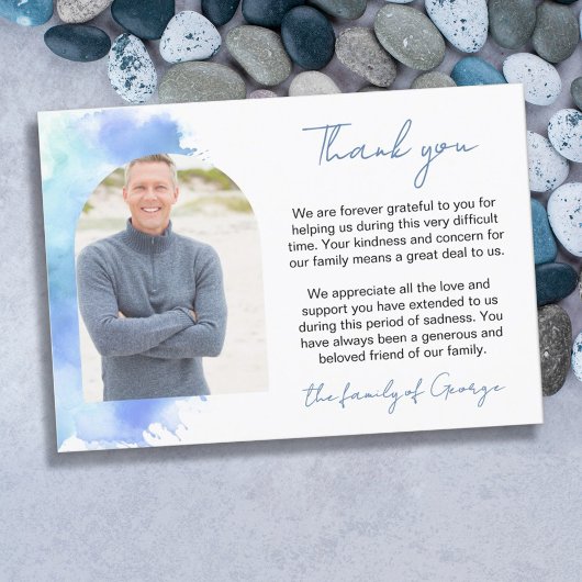 Arche d'aquarelle bleu Merci de la photo