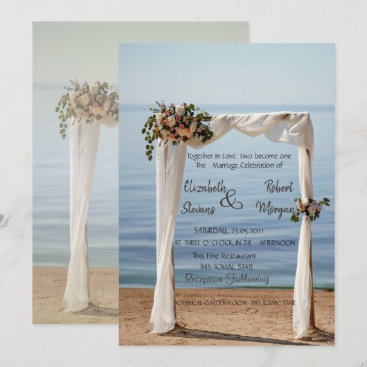 Arche de Mariage de Plage Fleurie Invitation de M (Devant / Derrière)