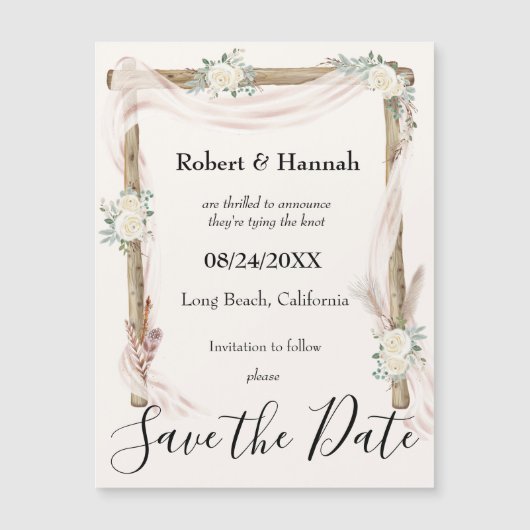 Arche de Mariage floral Boho Save the Date Magnet (Devant)