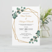 Arche d'or verdoyante Faire-part de mariage géomét (Debout devant)