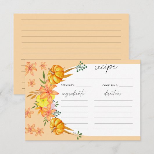 Arche fleurie et citrouille - carte de recette (Devant / Derrière)