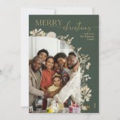 Arche florale en or vert 1 photo Carte de Noël (Devant)