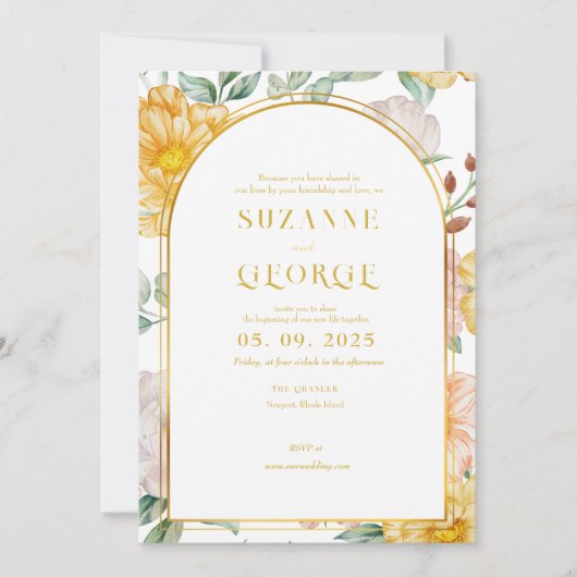 Arche jaune blanc Faire-part de mariage (Devant)