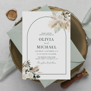 arche moderne pampas herbe faire-part de mariage