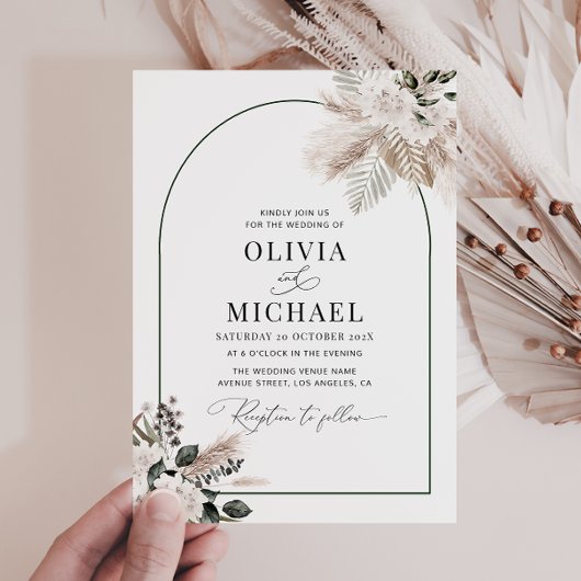 arche moderne pampas verdure faire-part de mariage