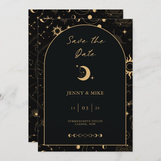 Arche noire céleste Enregistrer la date Invitation (Devant / Derrière)