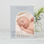 Arche photo verticale bleu ardoise Faire-part de n (Debout devant)