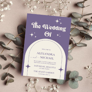 Arche rétro minimale Faire-part de mariage violet