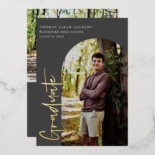 Arche scénarisée Photo Graduation Foil Invitation (Recto/Verso)
