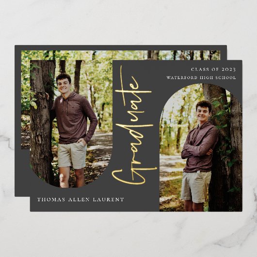 Arche scénarisée Photo Graduation Foil Invitation (Recto/Verso)