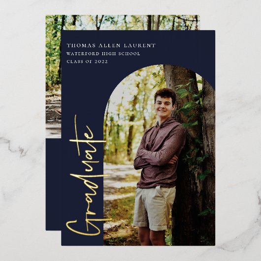 Arche scénarisée Photo Graduation Foil Invitation (Recto/Verso)