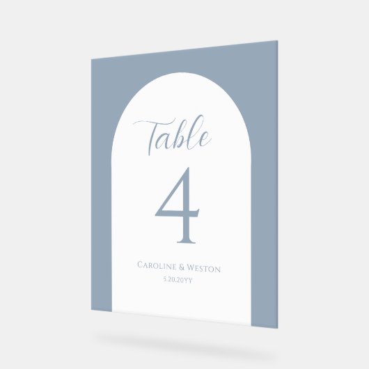 Arche simple élégante, gris, Mariage Numéro de tab (Angle)