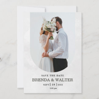 Arched Boho Modern Minimalist Photo Wedding  Kaart