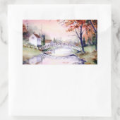 Arched Bridge Watercolor Painting Rechthoekige Sticker (Tas)