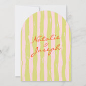 Arched Colorful Pinstripes Whimsical Wedding Kaart (Achterkant)