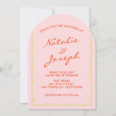 Arched Colorful Pinstripes Whimsical Wedding Kaart (Voorkant)