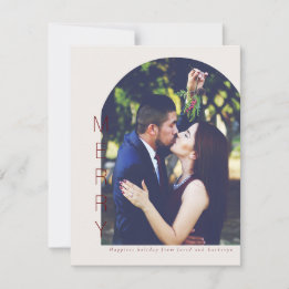 Arched Merry Holiday Photo Card in White Feestdagenkaart