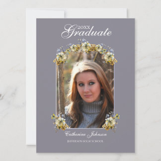 Arched Periwinkle Floral Graduation Kaart