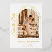 Arched Photo Elegant Script Save the Date Folie Uitnodiging (Voorkant)