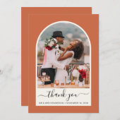 Arched Photo Terracotta Wedding Bedankkaart (Voorkant / Achterkant)