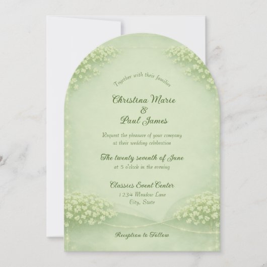 Arched Soft Green Wedding Invitation (Devant)