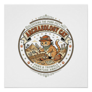 Archeologie Kat Archeologie Kat Vintage Vector Kun Perfect Poster