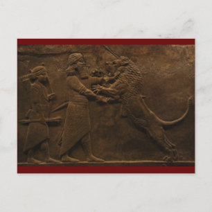 Archeologische vondst: Assyrische Lion Hunt Fresco Briefkaart
