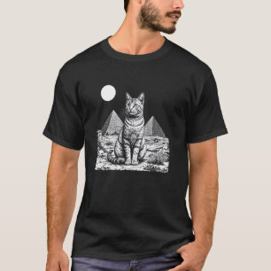 Archeoloog Kat Met Egyptische Piramides Trendy Zwa T-shirt
