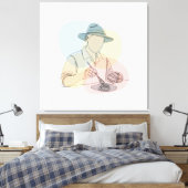 Archeoloog one line art continu eenvoudig canvas afdruk (Insitu (Slaapkamer))