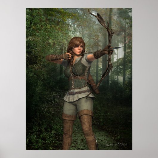 Archer in Forest Fantasy Art Print (Voorkant)