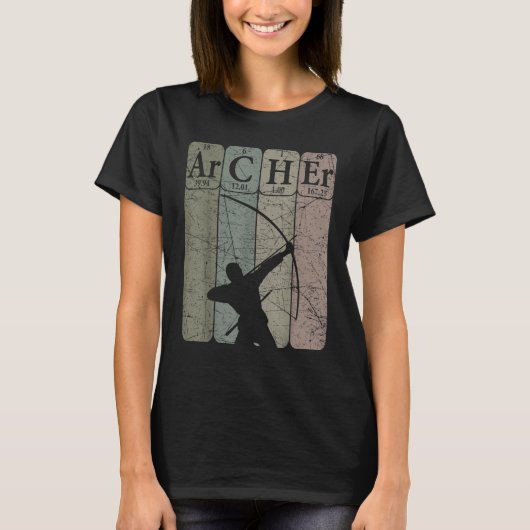 Archer Periodic Table Elements Bow Hunting Archery T-shirt (Voorkant)