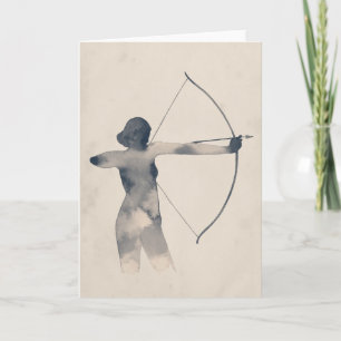 Archeress Watercolor Silhouette Kaart