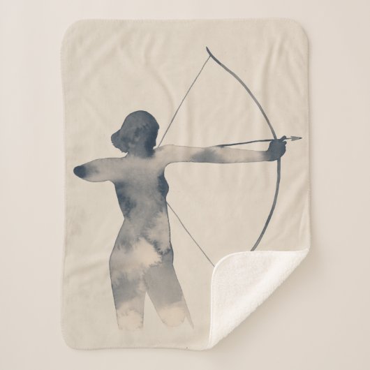 Archeress Waterverf Silhouette Sherpa Deken (Voorkant)