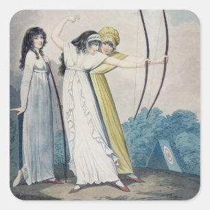 Archers, gegraveerd door J.H. Wright (fl.1795-1838 Vierkante Sticker