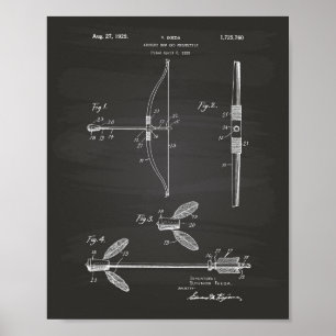 Archery Bow 1929 Patent Art Chalkboard Poster